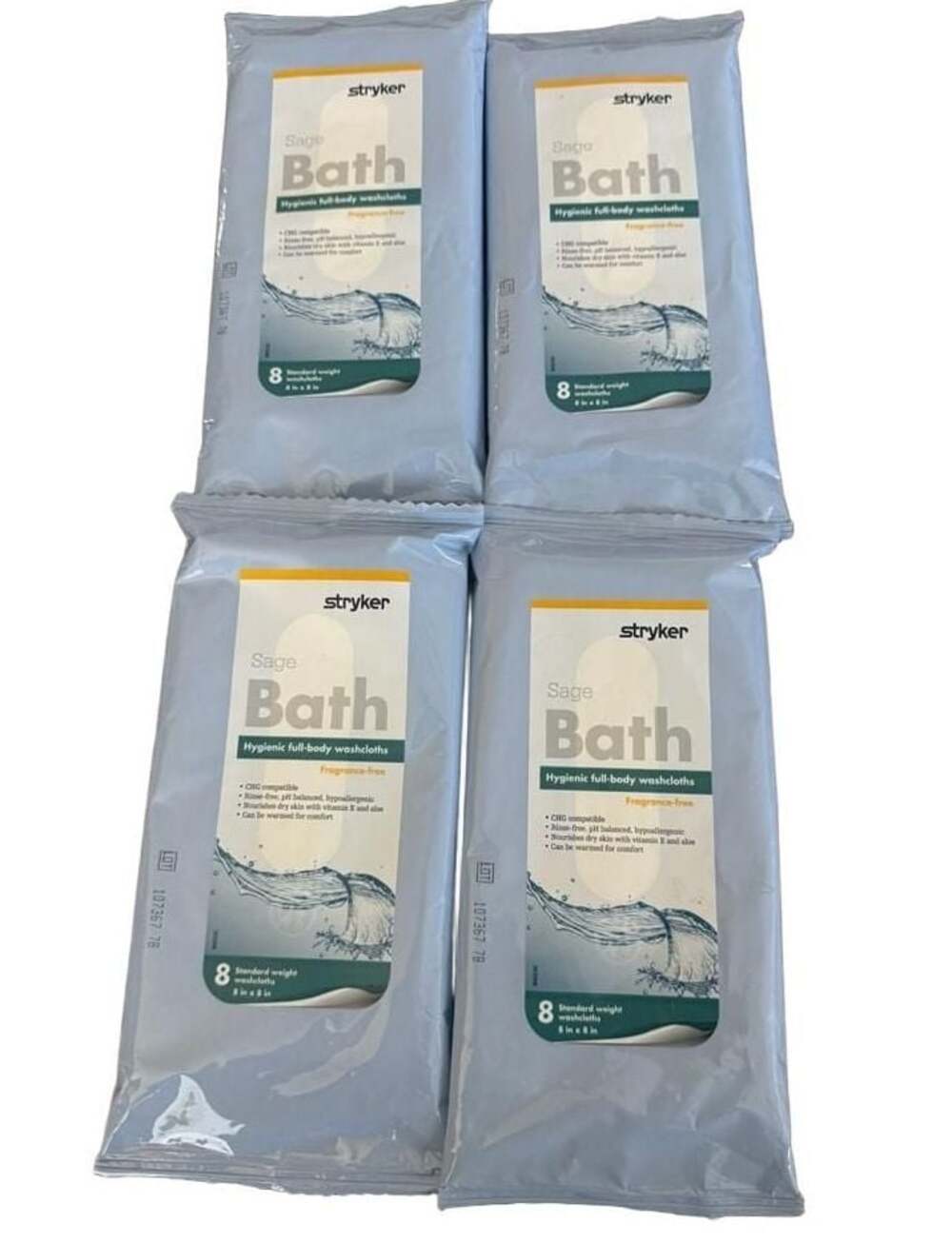 4 Pkg Stryker Sage Comfort Bath Cleansing 32 Washcloths New Sealed
